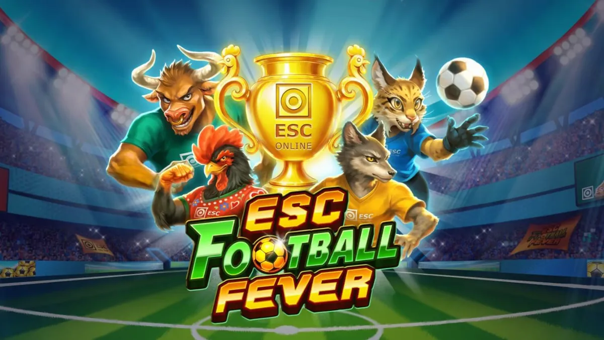 Tampilan visual stadion megah dalam slot ESC Football Fever