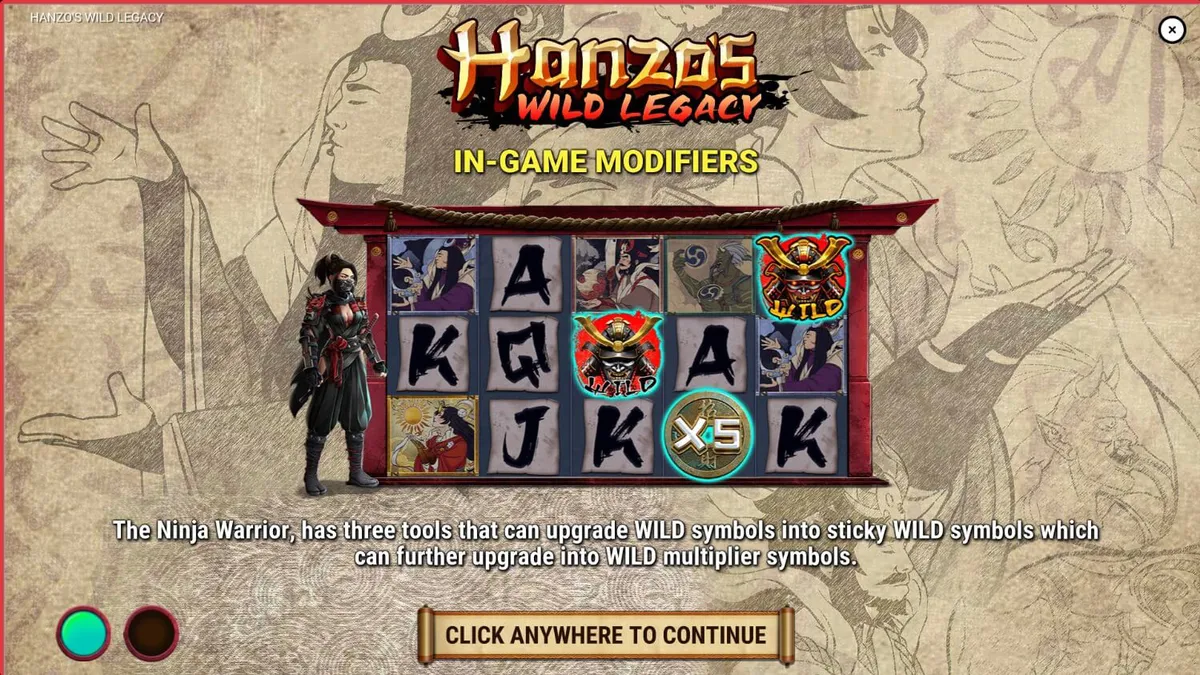 Pemandangan atmosferik slot Hanzo’s Wild Legacy dengan tema ninja wanita di bawah sinar bulan